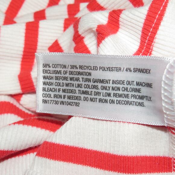 Cat & Jack Red Striped Embroidered Flutter Sleeve Girls T-Shirt - Picture 6 of 6